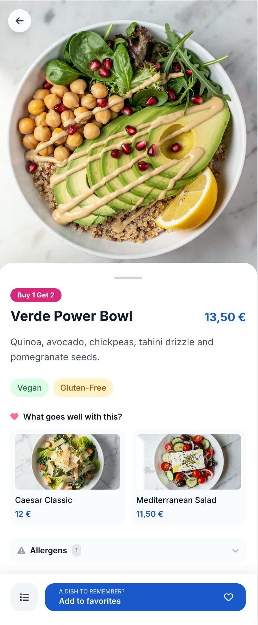 Image du menu numérique avec QR code
